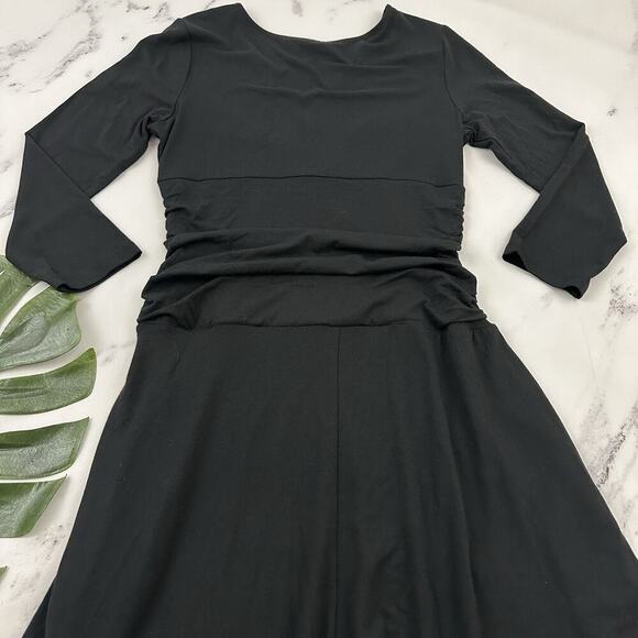 Betabrand Womens Jersey Knit Dress Size M Black Ruched Stretch Pockets - Picture 9 of 10